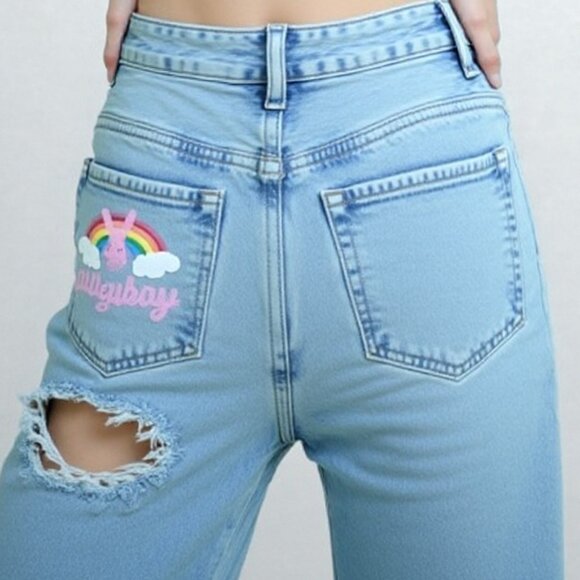 Playboy x PacSun Y2K Aesthetic  Bunny Jeans Distressed Sz 24.  Sale 60% Off - Picture 4 of 13